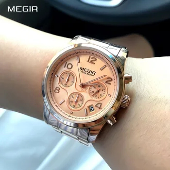 MEGIR луксозни кварцови жени Relogio Feminino мода дама любов женски бизнес часовник топ марка хронограф ръчен часовник календар