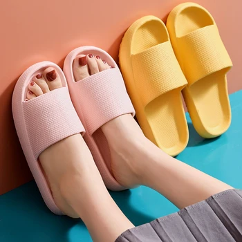 Мъже Жени против хлъзгане Износоустойчиви чехли EVA Дебела подметка Удобни домашни чехли Джапанки за баня летни плажни обувки нови