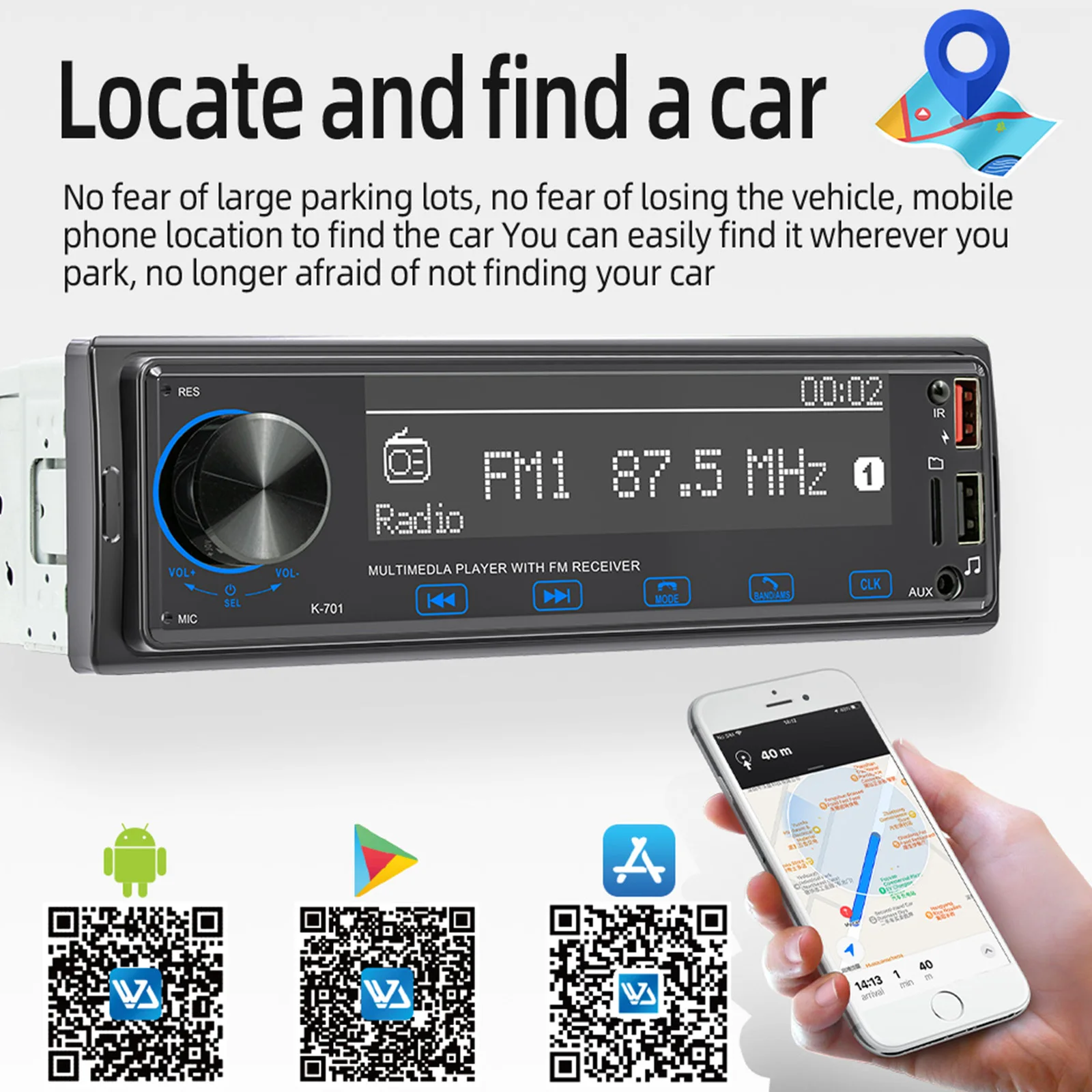 1 Din Car Radio Универсален стерео MP3 плейър 2.5D Full Touch бутон DAB AUX AM FM радио шокиращ звук Bluetooth кола авторадио