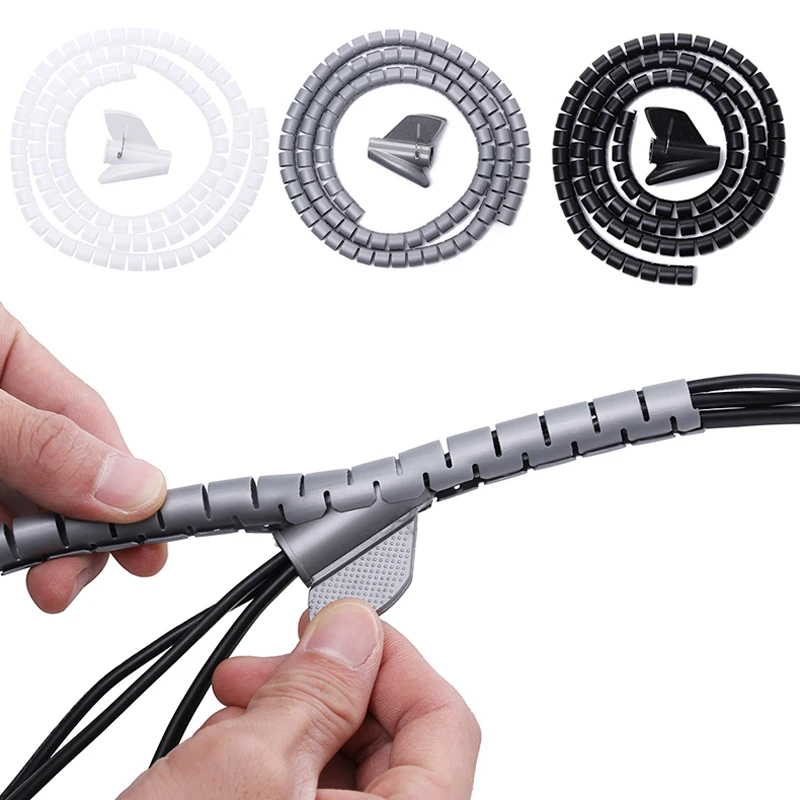 1 бр 1.5/2m гъвкав спирален кабел организатор съхранение тръба кабел протектор управление кабел навиване бюро спретнат кабел аксесоари