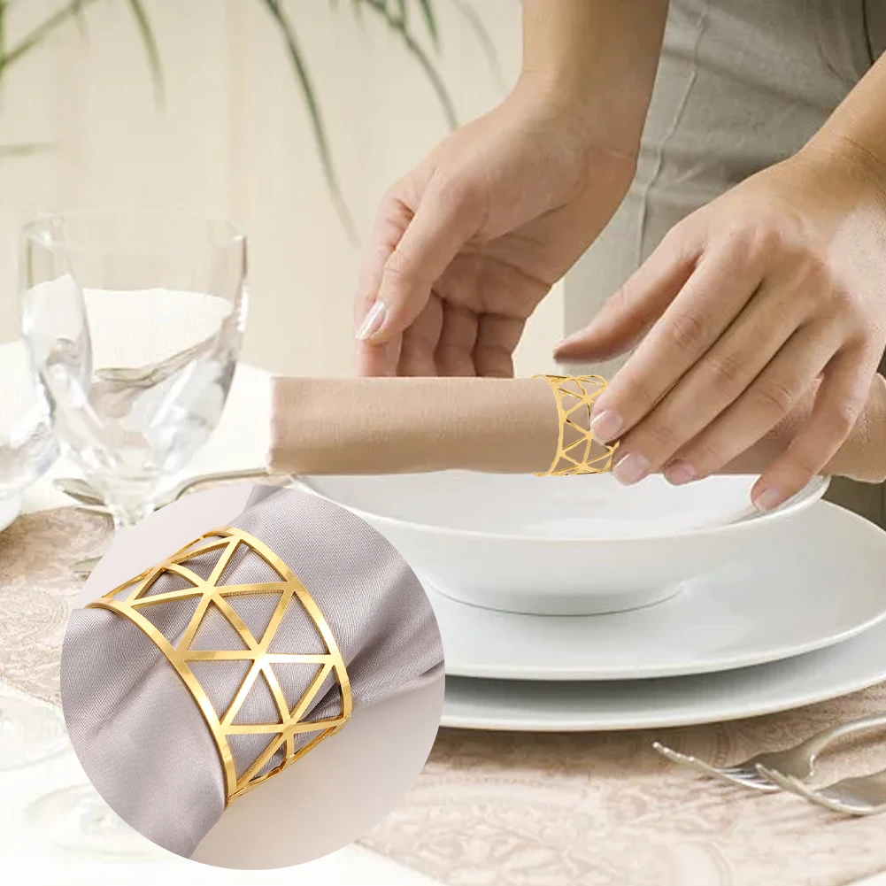 12pcs елегантен изящен завършек свещи диамант DIY маса за хранене сватба декор семейство събиране салфетка пръстен Коледа