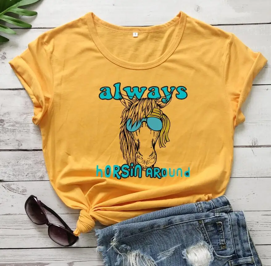 Always Hors IN ARound Fashion Woman Tshirt Short Sleeve Tee Top Funny White Female T-shirt Y2k Top