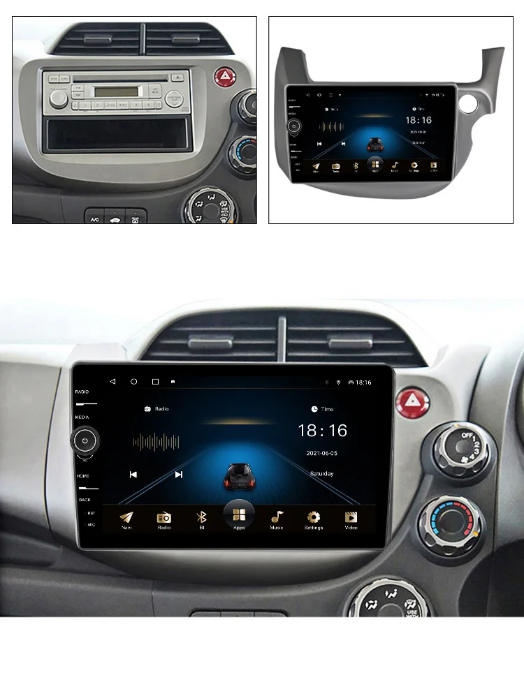Android мултимедия за Honda Jazz 2 GG 2008- 2014 Fit 2 GE 2007 - 2014 RHD QLED Dsp за Carplay Car Player Навигация GPS радио