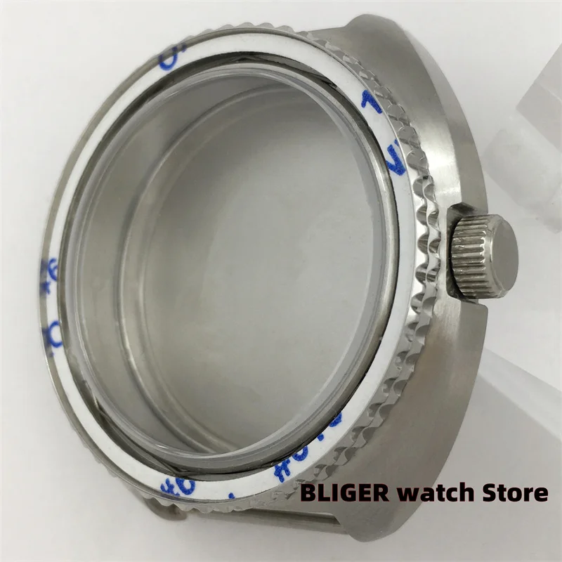 BLIGER 43mm случай сребро от неръждаема стомана сапфир стъкло се вписва NH35 NH36 движение часовник аксесоари мъжки часовник
