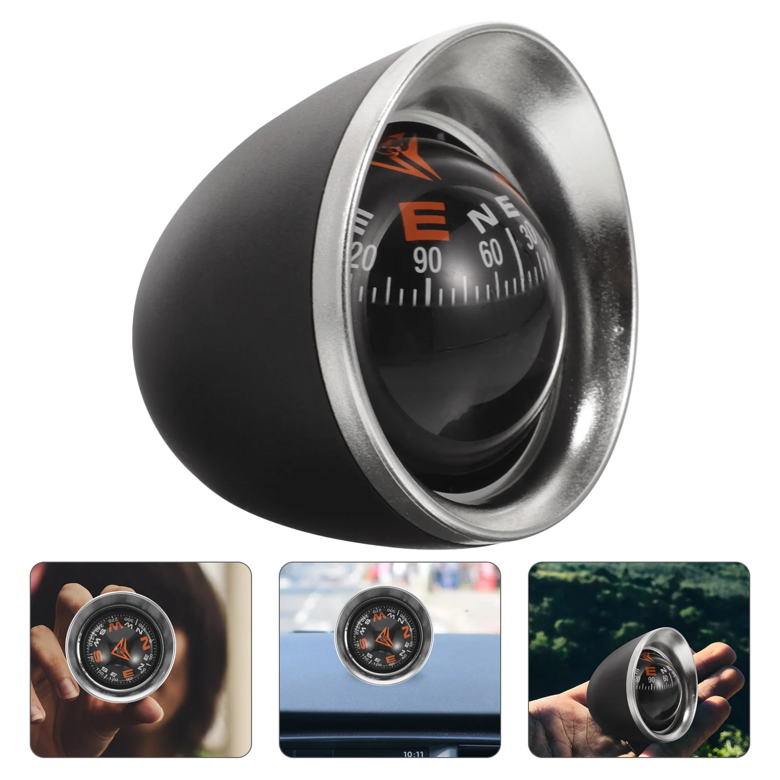 Car Compass Точно отчитане Две в едно с термометър пластмасово табло Ръководство топка навигационни инструменти за превозно средство / кола / авто
