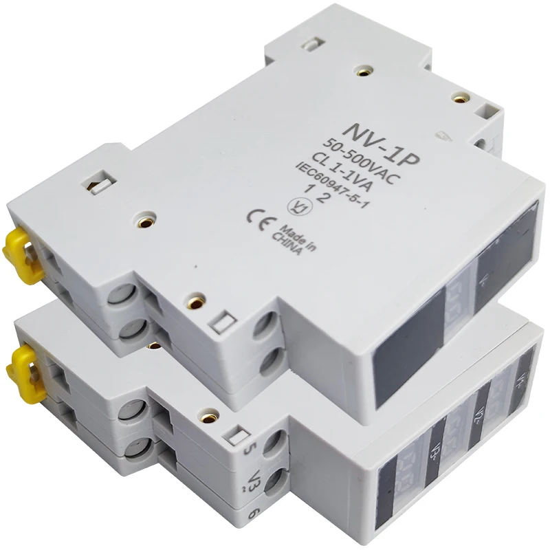 Din Rail Voltage Meter AC 80-500V Единична трифазна модулна волтметър индикатор LED цифров дисплей детектор NV-1P NV-3P