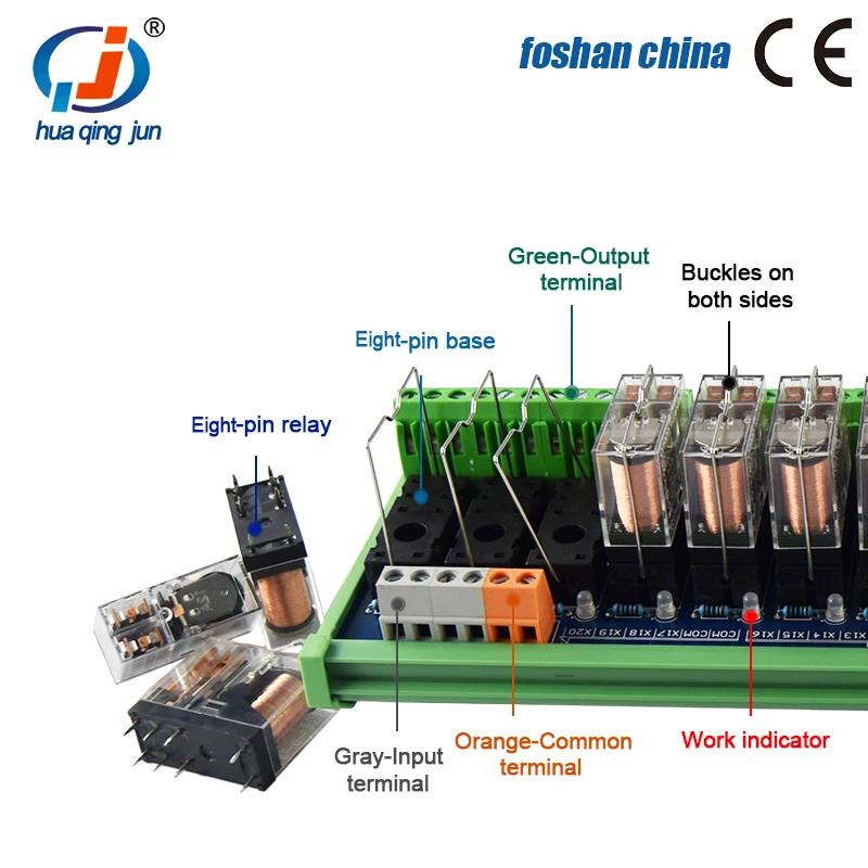 Huaqingjun 20-канален релеен модул 2NO 2NC G2R-2 електромагнитни релета за PLC