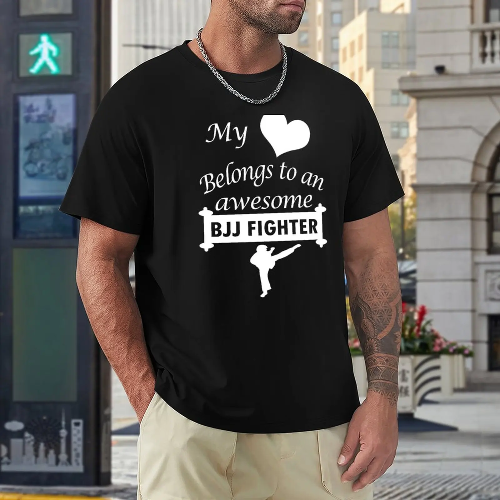 Jiu-Jitsu Fighter Lover BJJ Heart Belongs Тениска Sweat shirt ново издание тениска мъжки тениски големи и високи