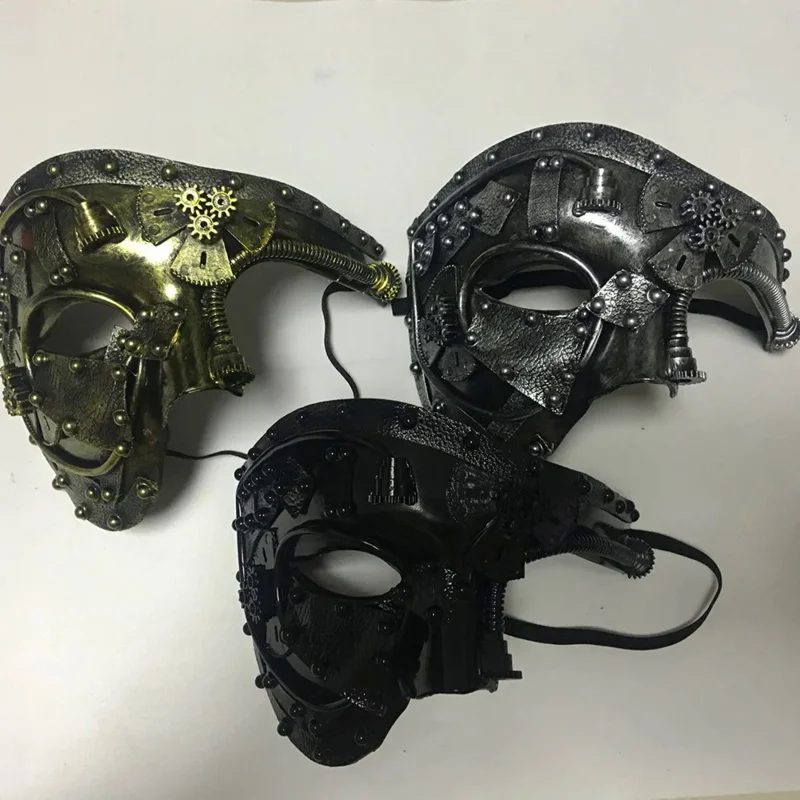 Steampunk Phantom Masquerade Cosplay Mask Ball Half Face Men Punk Costume Halloween Party Costume Props