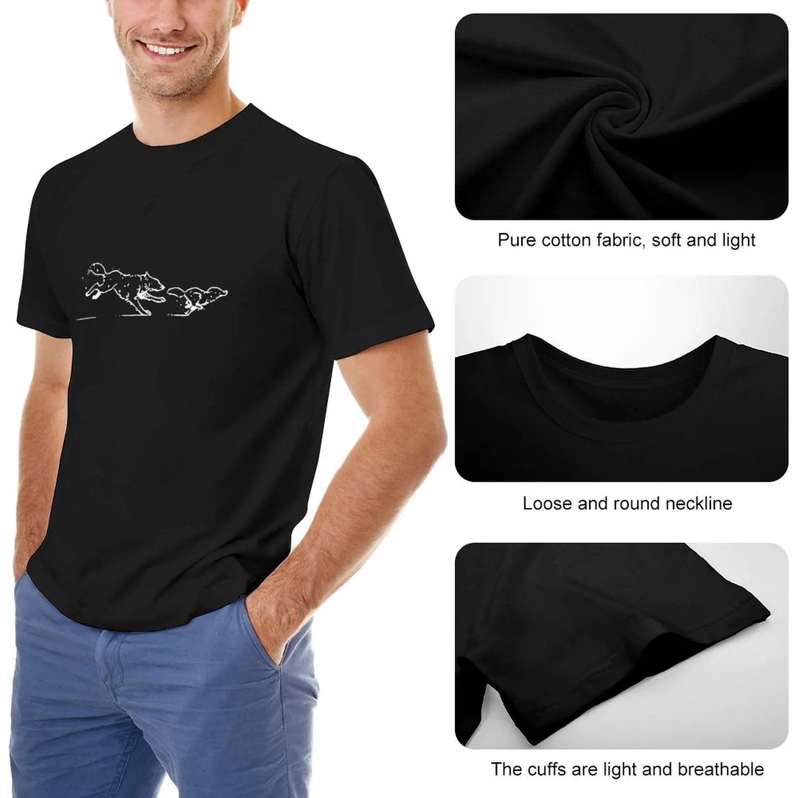 Животът е странен 2 - Дизайн на бягащи вълци (зареждане на екрана) Тениска графика тениска тениска тениска мъж мъжки обикновени тениски